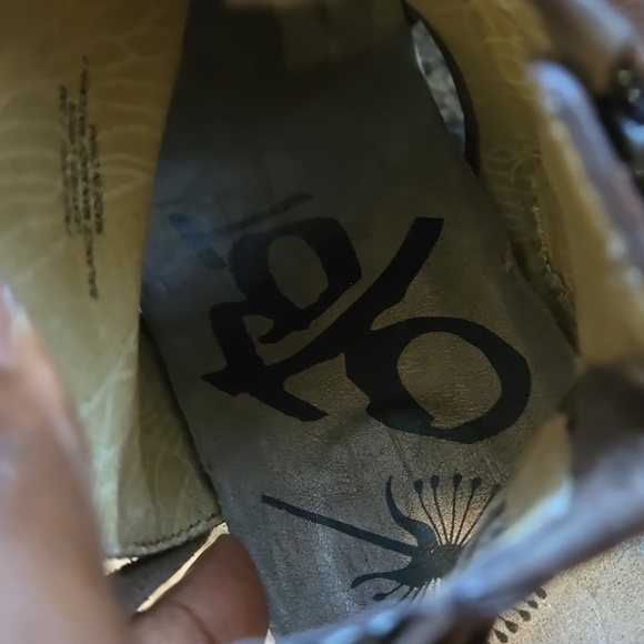 OTBT free spirit brown open toe heeled Fringe booties Boho Bohemian Western - Picture 7 of 8